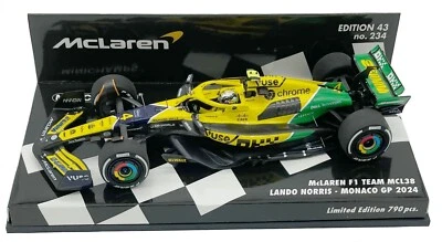 Minichamps McLaren MCL38 'Senna by OKX' Monaco GP 2024 - Lando Norris 1/43 Scale - Image 1 of 4