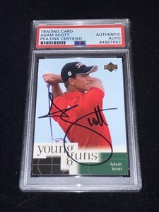 Adam Scott Signed 2001 Upper Deck Young Guns Rookie Card PSA Slab PGA Golf Star