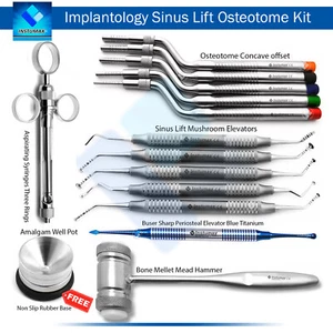 Dental Implant Surgery Graft Sinus Lift Instruments Elevators Osteotomes Concave - Picture 1 of 19
