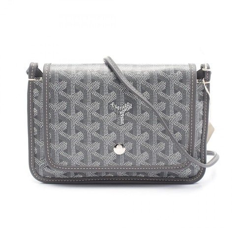 GOYARD plume pouch portafoglio tracolla borsa tela pelle grigio bianco