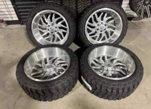 22x12 TIS 544BSM WHEELS RIMS 33" MT TIRES RAM 2500 3500 CHEVY GMC HD 8x165.1 -44 - Picture 1 of 9