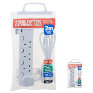 4 WAY GANG EXTENSION LEAD CABLE INDIVIDUALLY SWITCHED POWER 4 SOCKET PLUG SWITCH - Picture 1 of 2