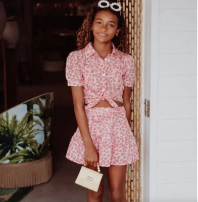 Lola + The Boys Girls Pink Cheetah Skirt & Top Set Sz. 6/7Y - Image 1 of 4