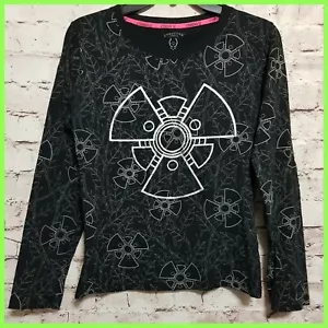 M * Cyberdog Shirt Nuclear Radioactive Symbol Longsleeves Black/Silver Medium - Picture 1 of 9