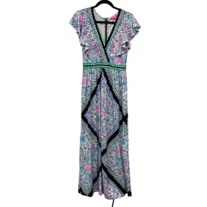Lilly Pulitzer Roselle Maxi Dress Size 6 Colorful Cross Front Print - Picture 1 of 9