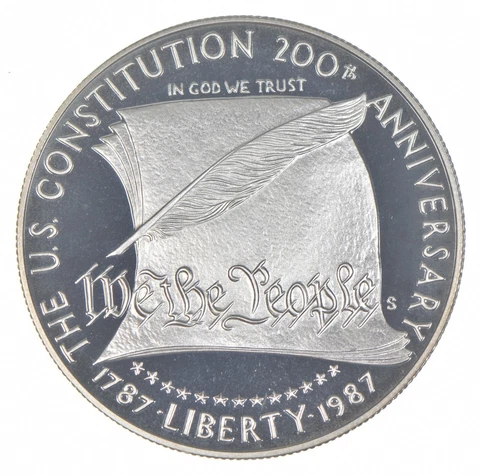 Proof 1987 Constitution Bicentennial - US Commemorative 90% Silver Dollar Cover