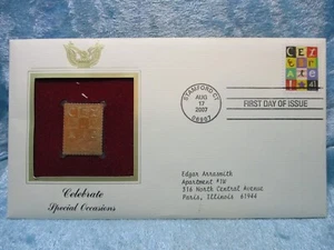 Celebrate Special Occasions with Gold Plated Stamp First Day of Issue - Picture 1 of 1
