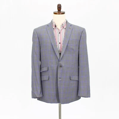 Tallia 44R Gray Sport Coat Blazer Jacket Check 2B Wool - Image 1 of 4