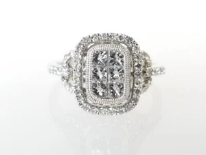 14K White Gold APX 4/5 CTTW Princess Round Diamond Ring Sz 10.25 (AM1075477) - Picture 1 of 6