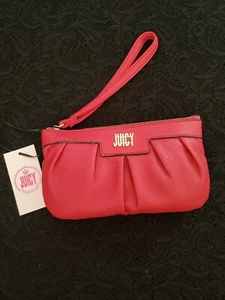NWT Juicy Couture Coco Red Zippered Faux Leather Wristlet - 8.75" x 5" - Picture 1 of 5