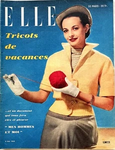 ELLE Magazine n° 180 du 9 Mai 1949 ancienne revue de mode Tricots de vacances - Picture 1 of 5