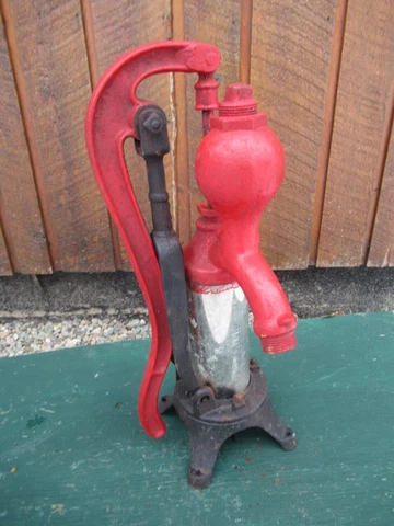 BEAUTIFUL OLD Cast Iron Hand BRASS CYLINDER WATER PUMP Great Color 20" High Cover