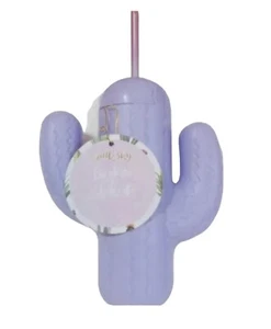 Pink Sky Kaktus Tasse mit Strohhalm Lila NEU IM KARTON - Bild 1 von 3