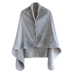 Weiches Fleece Überwurf Decke Poncho Warm Winter Wrap Umhang Schal Snap Knöpfe - Picture 1 of 14