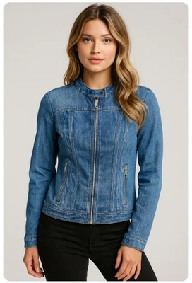 Chaqueta vaquera Guess Denim Los Angeles bolsillos con cremallera completa motocicleta mujer talla XL Foto 1 de 4