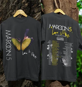 ¡¡¡LO ÚLTIMO!!! Camiseta de dos caras Maroon 5 Love Is Like 2025 US Fall Tour Cities Dates - Imagen 1 de 1