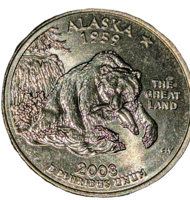  4 2008  US Quarter Coins D Alaska State BearNew US Mint Brilliant Uncirculated  - Image 1 of 4