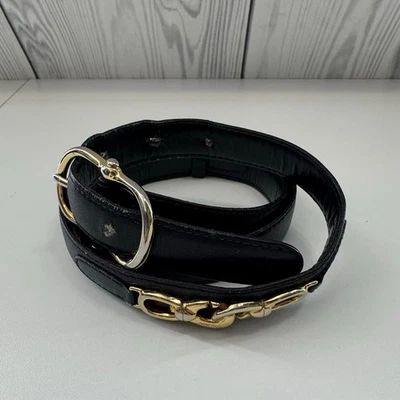 Cinturón vintage CELINE hebilla dorada/plateada cuero azul marino (LEER)  Foto 1 de 4