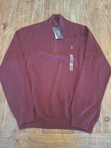 POLO RALPH LAUREN Men's Sweater Pima Cotton Henley Dark Red Large - Picture 1 of 10