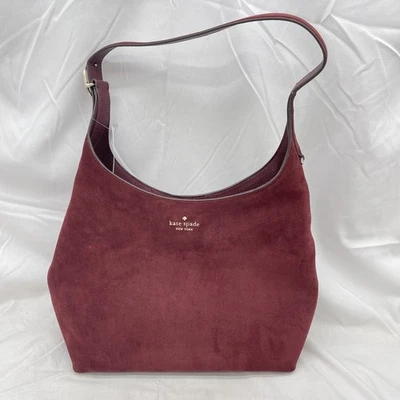Kate Spade Womens 454 Large Shoulder Bag Suede/Leather KM151 Dark Merlot - Image 1 of 4