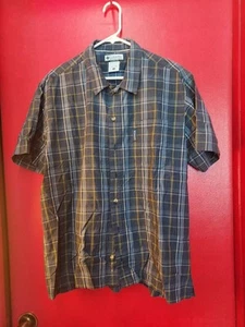 Columbia 100% Baumwolle Hemd mit Knopfleiste Large Kurzarm blau kariert - Bild 1 von 6