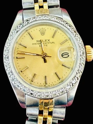 Часы ROLEX Oyter с вечной датой 6917; 26 мм. Безель с бриллиантами на заказ. - Изображение 1 из 4