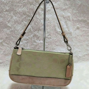 AUTÉNTICO Bolso de Mano Coach Signature Demi Mini Bolsa Lona Cuero Verde Lima 6094 - Imagen 1 de 13