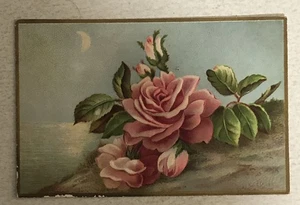 Pink Rose Victorian Trade Card VTC7 - Picture 1 of 3