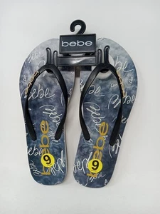 BeBe-Flip Flops Sandals Women Sz. 9 Tamia W/ Shimmering Rhinstone Accent Logos  - Picture 1 of 12
