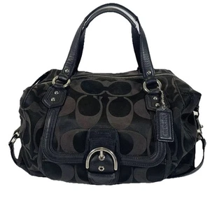 Vintage Coach Campbell Purse Signature Sateen Black Shoulder Strap Handle Bag - Picture 1 of 23