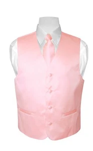 BOY'S Dress Vest & NeckTie Solid PINK Color Neck Tie Set for Suit or Tux size 4 - Picture 1 of 3