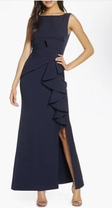 Neu mit Etikett Eliza J Damen ärmelloses kaskadierendes Rüschenkleid festliches Kleid marineblau 18 - Bild 1 von 8
