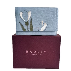 RADLEY Gift Boxed Oak Street Snowdrops Blue Leather Medium Purse - New With Tag - Picture 1 of 7