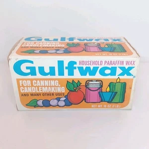 Cera paraffinica per uso domestico Gulfwax per fare candele in scatola 1 libbra vintage NOS - Foto 1 di 5