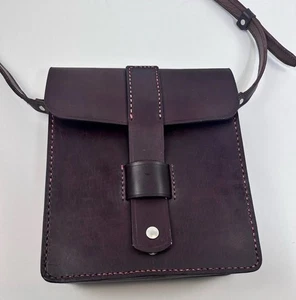 Vintage rechteckige Ledertasche dunkelbraun - Bild 1 von 9