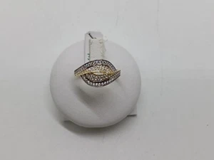 ANELLO DA DONNA CON ZIRCONI IN ORO GIALLO E BIANCO 18KT 2,75 GR. N. 16 (7102) - Foto 1 di 10