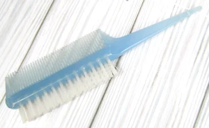 Vintage Kamm & Bürste Combo Rücken an Rücken Rattenschwanz kleine Nylonborsten blau USA H3 - Bild 1 von 7