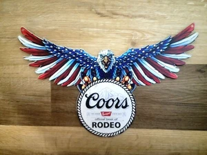 Coors Banquet American Eagle Metal Sign Man Cave, Official Beer of Rodeo 15.5x10 - Picture 1 of 3