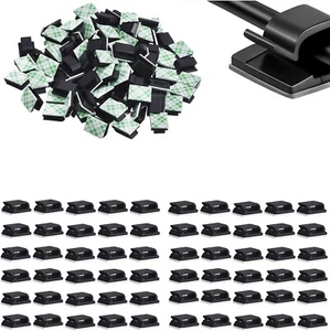 Self Adhesive Car Wire Clips Rectangle Tie Sticker Cable Cord Holder 20/40/60 - Picture 1 of 6