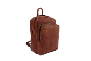 Mochila de cuero real de 14 pulgadas Bolso de hombro Oficina Laptop Mochila Bolsos escolares - Imagen 1 de 18