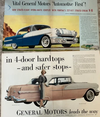 Lot of 2* 1956 Pontiac Catalina 227 HP Strato Streak V8 *Original* car ad print — 第 1/4 张图片