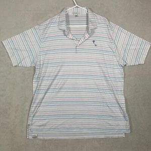 Peter Millar Cotton Golf Polo Size XL White Striped Casual 1911 Logo - Picture 1 of 6