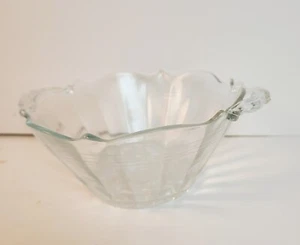 Depression clear glass candy dish 6.5" to handle edge etching pressed glass base - Bild 1 von 5