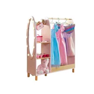 Grübchen Holz Kleiderständer mit Leuchtspiegel - Bild 1 von 8