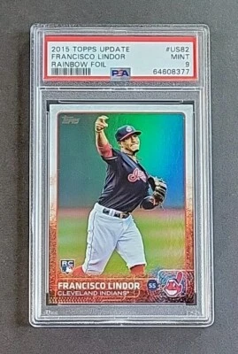 Francisco Lindor 2015 Topps Update Rainbow Foil RC #US82 PSA 9 MINT Rookie - Image 1 of 4