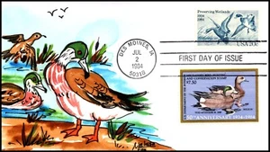 Scott RW51 1984 $7.50 Duck Stamp Melissa Fox Hand Painted FDC #43 - Picture 1 of 2