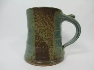 Faux grüne Patina Rost Finish Hand geworfen Steinzeug Kaffee Kakao Becher Tasse signiert - Bild 1 von 8