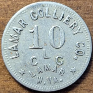 Lamar, West Virginia WV Lamar Colliery Co 10 Ingle Schierloh Coal Co Scrip Token - Imagen 1 de 4