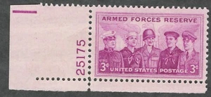 US. 1067. 3c. Armed Forces Reserve Issue. Single w/Pl#. MNH. 1955 - Picture 1 of 1