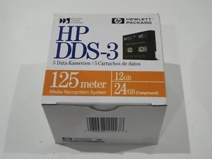 Box of 5 x HP DDS3/DDS-3 DAT Data Tapes/Cartridges 4mm 12/24GB C1517A NEW - Afbeelding 1 van 5